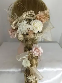 成人式 結婚式 髪飾り 花 ヘアアクセ 金豪華 造花 和装 ピンク