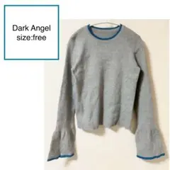 Dark Angel 配色フレアスリーブ バイカラー リブニット グレー