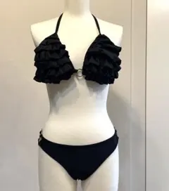 ビキニ　水着　見せブラ　衣装　ダンス　ラテン　サルサ　黄緑　ベイビーシュープ　黒のサムネイル