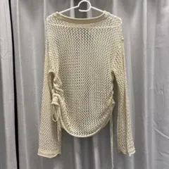 長袖ネット編みトップス