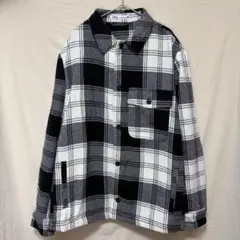 ZARA ザラ チェック柄 ジャケット シャツジャケット XL モノトーンのサムネイル