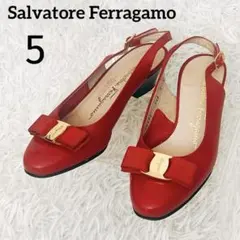 Ferragamo パンプス　ヴァラ　リボン　ストラップ　レッド　サイズ5のサムネイル