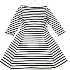 【極美品】Kate Spade ボーダー フレアワンピース ドレス 白 黒 S