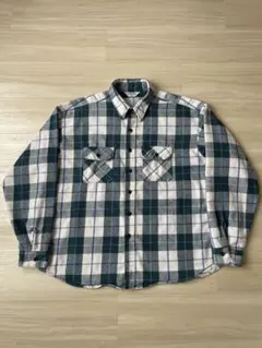 80s ファイブブラザー USA製 ネルシャツ 3XL ビンテージ 白 緑 青