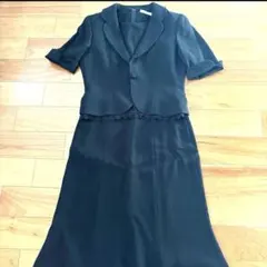 礼服 夏 ブラック スカートスーツ 半袖ジャケット付き 11号