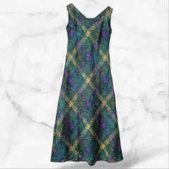 ノースリーブロングワンピース 総柄 個性的 Aライン スカート レディース 派手