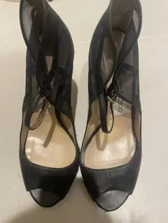 JIMMY CHOO ブラック ハイヒール オープントゥ