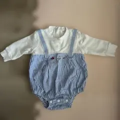 ロンパース 白と青のストライプ