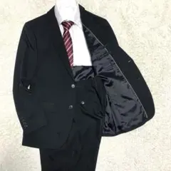 タカキュー セットアップ スーツ 洗える ストレッチ ブラック