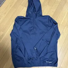 【Champion】フード付き ナイロンジャケット ネイビー【L】
