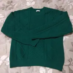 a.v.v ケーブルニット クルーネック グリーン M メンズ