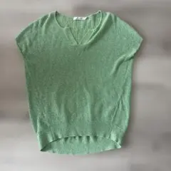 AMERICAN HOLIC グリーン Vネック 半袖ニット