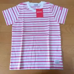 ミキハウス 半袖Tシャツ 120 白/ピンクストライプ