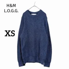 エイチアンドエム H&M コットンニット ネイビー XS 綿100 クルーネック