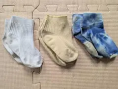 キッズ靴下 3足セット ホワイト イエロー ブルー