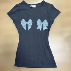 SCULPTOR Tシャツ グレー 水色 リボン