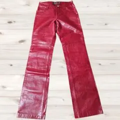 VALABASAS レッド スキニー/フレア パンツ ジップ レザー swag - メルカリ