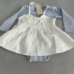 新品未使用　petitmain ロンパース・カバーオール ホワイト・ブルー