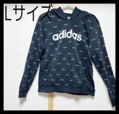 アディダス　パーカー　総柄　黒　ブラック　フーディ　 L スウェット　レア