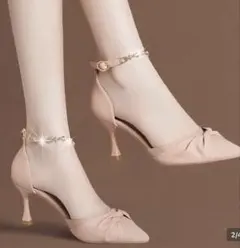 ベージュハイヒールパンプス