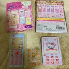 ハローキティ ガラケー風キーホルダー　缶バッチ
