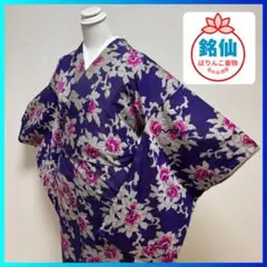 レア　希少　藤柄　アンティーク銘仙　紫色の小紋柄着物 484e600cea32c3bd332720b1cabe52