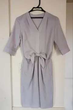 40サイズ　★ofuon オフオン　リボンワンピース 薄紫色 七分袖