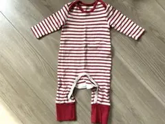 無印良品★赤と白のストライプロンパース 70～80cm