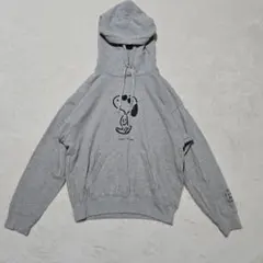 美品 ユニクロ ×スヌーピー プリント パーカー グレー【M】