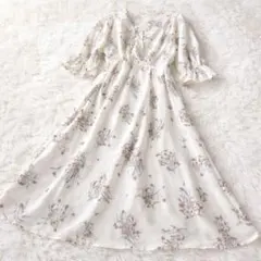 archives 花柄ワンピース ロング フレア リボン Fサイズ
