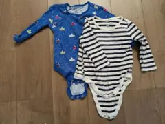 ボディスーツ2点セット（青・ストライプ）