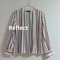 【美品】Reflectリフレクト マルチストライプ柄 ノーカラー ブラウス 7号のサムネイル