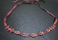 ハンドメイド 赤ビーズ チョーカー