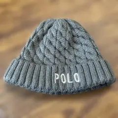POLO ケーブル編み ビーニー帽子 グレー　46cm〜50cm