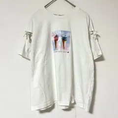 ジーユー GU プリント半袖Tシャツ 【L/160】コットン100% ホワイト