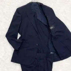 美品【希少サイズ L】リーガル　スーツ　セットアップ　ストライプ　ネイビー