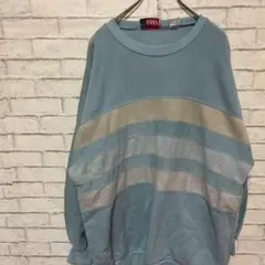 【ビンテージ 】メンズ スウェット トレーナー ライン ライトブルー