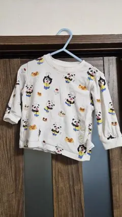 ユニクロ 長袖 ベビーパジャマ パンダのおさじとフライパンダ 80【リユース品】