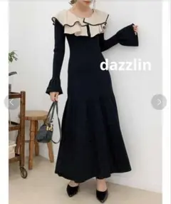 ダズリン　メロウフリル　ニットワンピース　黒