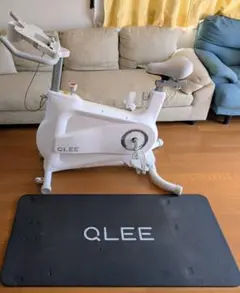 QLEE フィットネスバイク ホワイト マット付き