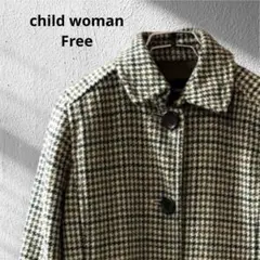 チャイルドウーマン　ロングステンカラーウールコートFREE Aライン