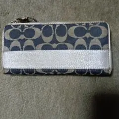 良品‼️COACH ネイビー シルバー 長財布