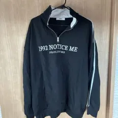 WEGO ブラック ハーフジップ トレーナー F