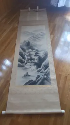 掛軸 桂林山水図 紙本 肉筆 中国畫 - メルカリ
