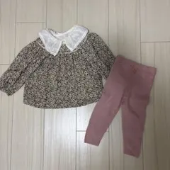 ZARA 春服セット 花柄フリルシャツとピンクレギンス　1歳半86cm