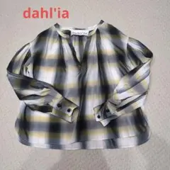 dahl'ia ボリュームパフスリーブ開襟　チェック柄シャツのサムネイル