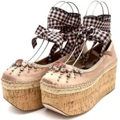 MIU MIU ビジュー 厚底パンプス 38 2wayのサムネイル