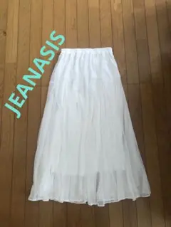 ジーナシス　ホワイト シフォン調フレアロングスカート