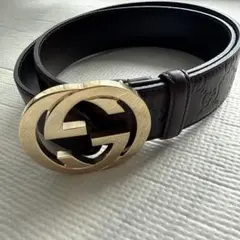 GUCCI ベルト グッチ シマ インターロッキング　ブラウン　レディース