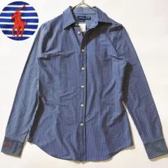 新品✨袖ポニー ポロラルフローレン ブルーストライプシャツ ニットドレス M